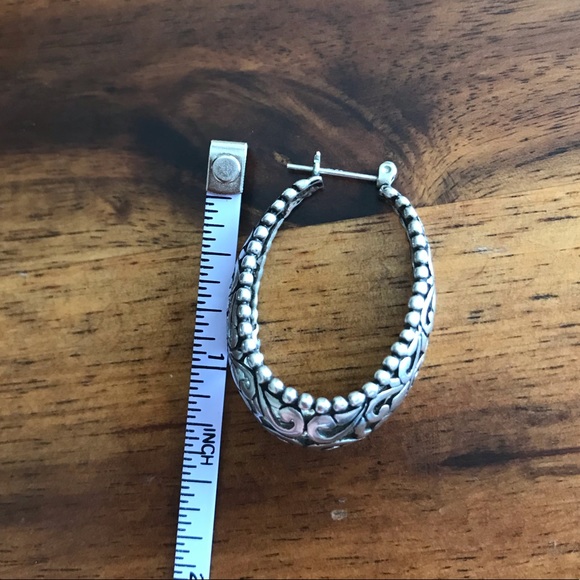 Vintage Sterling Silver Swirl Hoop Earrings - Picture 5 of 5